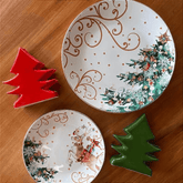 Prato de Sobremesa Fio de Ouro Rena Natal Christmas Day 20cm - Ela Decora